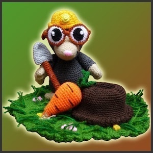 Amigurumi Pattern Crochet Eugene Mole Doll and Carrot DIY Instant Digital Download PDF image 1