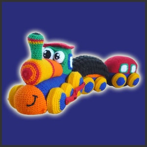 Vintage Crochet Pattern Train Engine Soft Toy 12x4 Inches