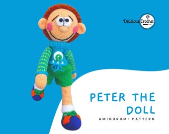 Amigurumi Pattern Crochet Boy Doll Male Toy Peter PDF English or Spanish DIY Instant Digital Download