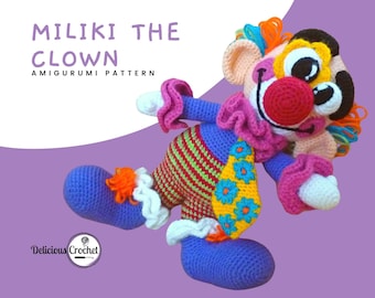 Amigurumi Pattern Crochet Miliki Clown DIY Digital Download