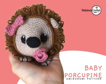 Amigurumi Pattern Crochet Porcupine Baby Hedgehog Animal Doll Toy PDF English or Spanish