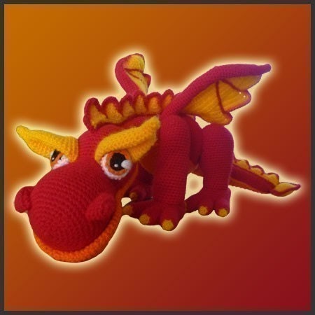 Amigurumi Pattern Crochet JJ Fire Dragon DIY Digital Download