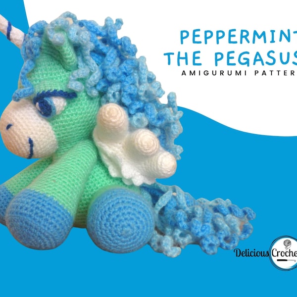 Amigurumi Pattern Crochet Peppermint Pegasus DIY Instant Digital Download PDF