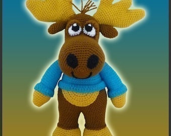 Amigurumi Pattern Crochet Nelson Moose DIY Instant Digital Download PDF