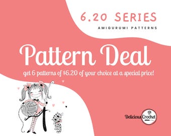 Pacote de Padrões de Amigurumi – Escolha 6 Padrões de Amigurumi em PDF de 6,20 cada – Conjunto de Brinquedos de Crochê Faça Você Mesmo em Inglês ou Espanhol – Oferta de Brinquedos de Pelúcia Fofos