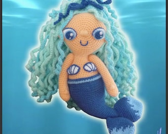 Amigurumi Pattern Crochet Aqua Mermaid Doll DIY Instant Digital Download PDF