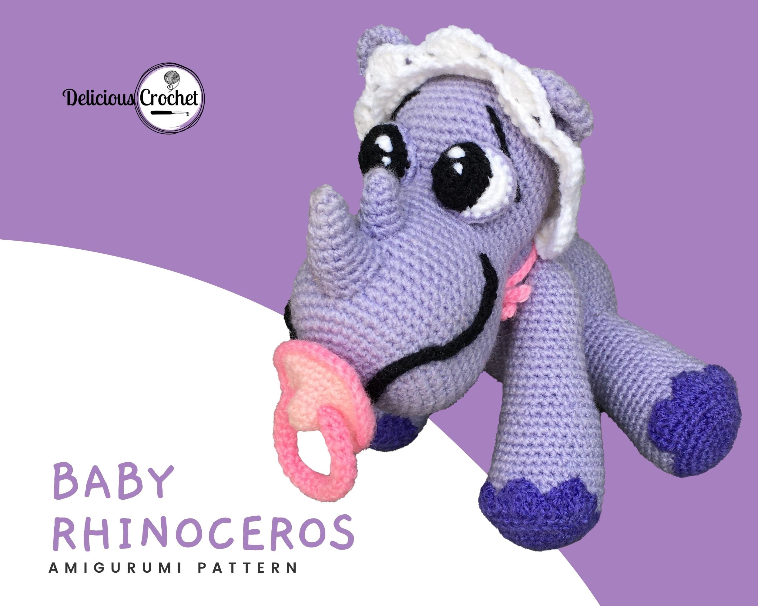 Amigurumi Pattern Crochet Rhinoceros Baby Rhino Animal Doll Toy