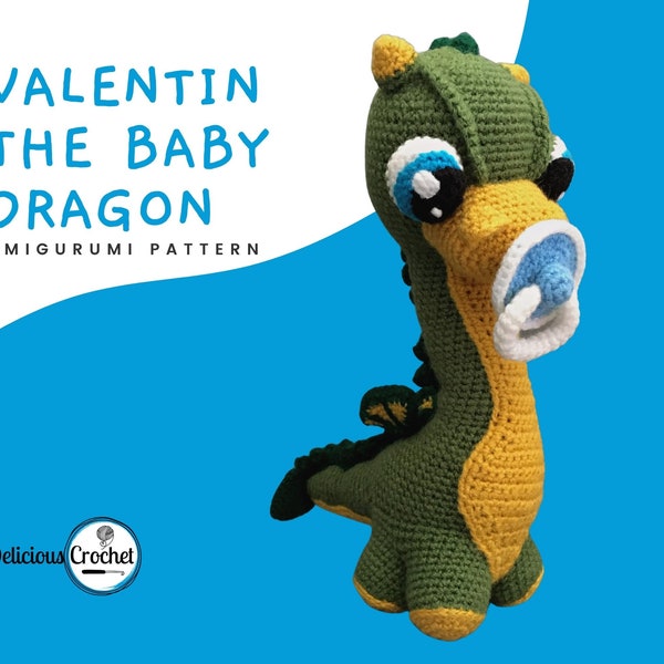 Amigurumi Pattern Crochet Valentin Baby Dragon DIY Digital Instant Download PDF
