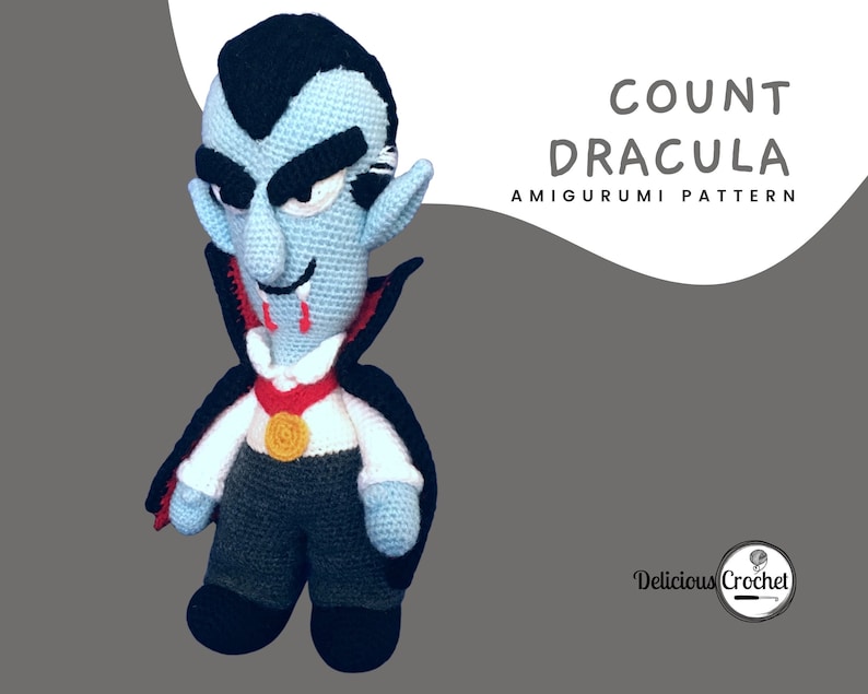 Amigurumi Pattern Crochet Count Dracula Vampire Doll Halloween PDF English or Spanish