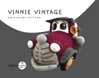 Classic Vintage Car Crochet Pattern – Amigurumi Vehicle PDF – DIY Crochet Vintage Car Plushie – Digital Download Tutorial English or Spanish