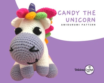 Amigurumi Pattern Crochet Candy Unicorn DIY Digital Download