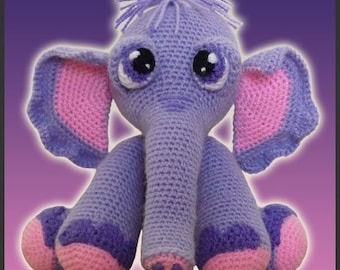 Amigurumi-mönster virkad Gertie elefantdocka DIY direkt digital nedladdning PDF