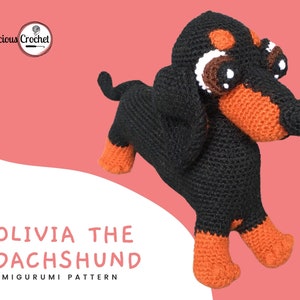 Amigurumi Pattern Crochet Dachshund Doxie Dackel Wiener Dog Puppy Animal Toy Doll PDF English or Spanish