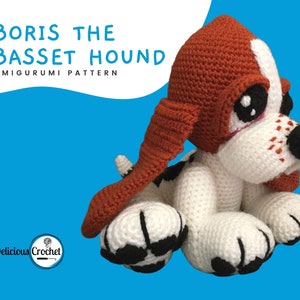 Amigurumi Pattern Crochet Boris Basset Hound Puppy Dog DIY Digital Instant Download PDF