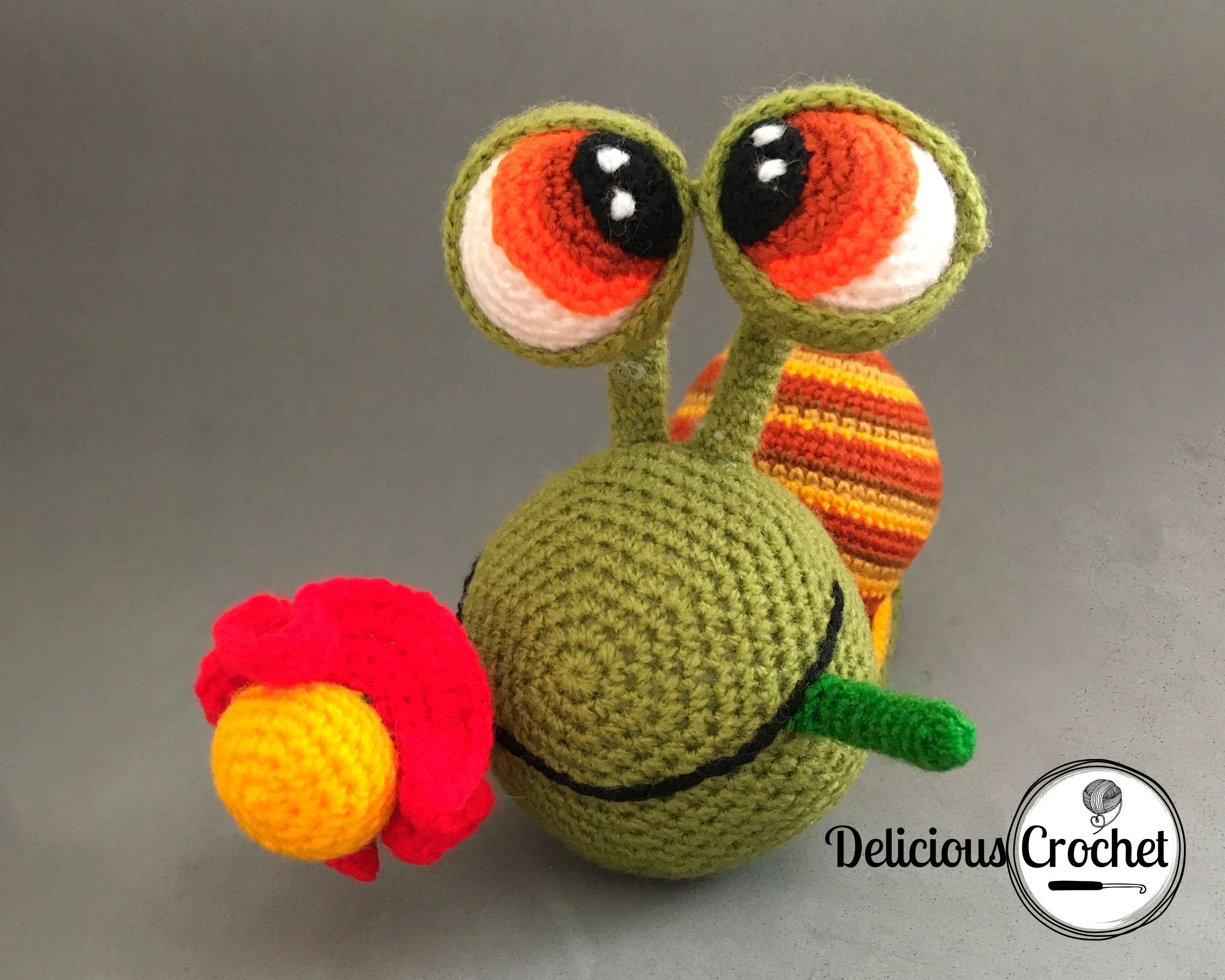 Amigurumi Pattern Crochet Melvin Snail Doll and Flower DIY Instant Di…