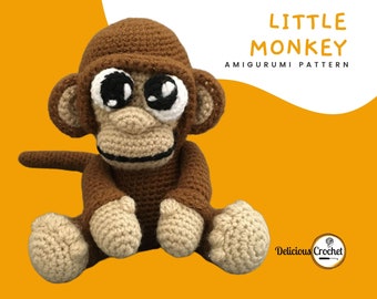 Amigurumi Pattern Crochet Monkey Chimpanzee Ape Animal Doll Toy PDF Anglais ou Espagnol