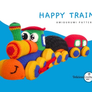 Train Häkelanleitung – Amigurumi Happy Train PDF – Häkelanleitung für Kinder – DIY Plüschtierzug – Digitale Anleitung Englisch oder Spanisch