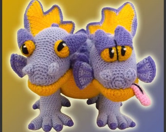 Amigurumi Pattern Crochet Gemini Two-Headed Dragon DIY Digital Download