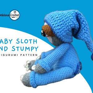Amigurumi Pattern Crochet Baby Sloth and Stumpy Doll Animal Toy Set PDF ...
