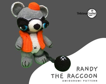 Amigurumi Pattern Crochet Randy Waschbär DIY Instant Digital Download PDF