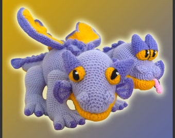 Amigurumi Pattern Crochet Gemini Two-Headed Dragon DIY Digital Download