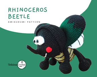編みぐるみパターン かぎ針編み カブトムシ DIY デジタルダウンロード