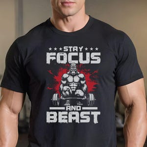 Maglietta Stay Focus Gym, maglietta per gli amanti della palestra, allenamento bodybuilding