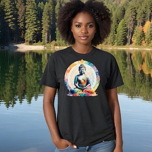 Buddha in meditation pose T-shirt, Meditation Buddha Shirt, Zen Yoga Tee, Unisex Cotton T-shirt up to 5XL