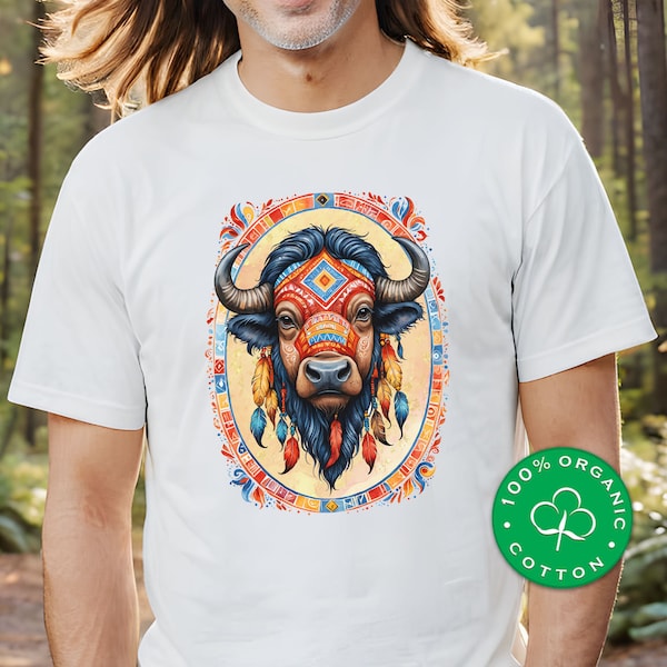 Buffalo American Native Art, Organic Cotton Unisex T-shirt