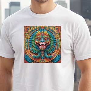 Quetzalcoatl Shirt, Aztec God, Mexican T-shirt, Unisex Cotton T-shirt up to 5XL