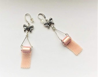 Beadwoven Miniature Realistic Toilet Paper Bow Earrings Pink Toilet Paper Sterling Silver Mother's Day Funny Gift for Her by enchantedbeads