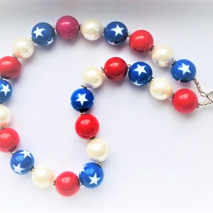 Red White Blue Starry Necklace Independence Day Memorial Day Labor Day USA Patriotic Beaded Statement Necklace Her Gift by enchantedbeads image 5