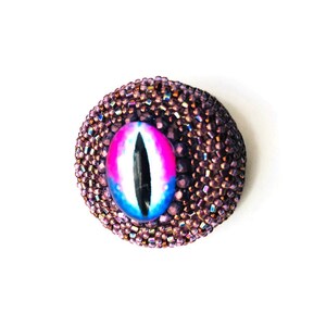 Beadwoven Eye of Sauron Brooch Halloween Unique Purple Red Blue Pin Beaded Eye Brooch Amethyst OOAK Halloween Gift for Her by enchantedbeads image 2