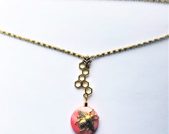 Cute Bee Pendant Necklace Halloween Insect Beehive Bumble Bee Victorian Honey Gold plated Bee Keeping Pendant Gift for Her by enchantedbeads