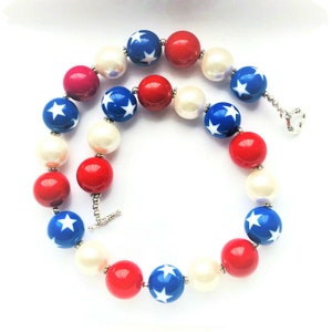 Red White Blue Starry Necklace Independence Day Memorial Day Labor Day USA Patriotic Beaded Statement Necklace Her Gift by enchantedbeads image 2