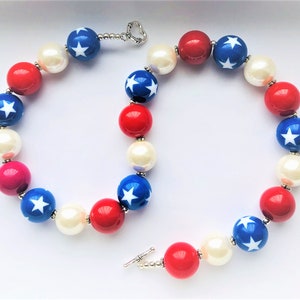 Red White Blue Starry Necklace Independence Day Memorial Day Labor Day USA Patriotic Beaded Statement Necklace Her Gift by enchantedbeads image 4