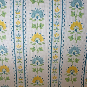 Roll Vintage Floral Wallpaper Blue and Yellow Floral Stripe