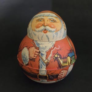 Vintage Bristol Ware Santa Roly Poly Metal Container
