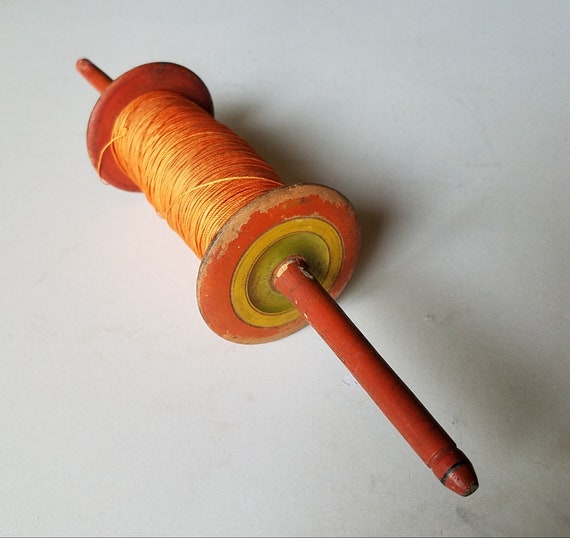 Vintage Wooden Painted Kite String Spool 