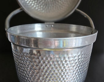 Vintage Midcentury Hammered Aluminum Ice Bucket Made In Italy