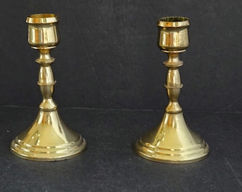 Vintage Pair of Petite Brass Candleholders