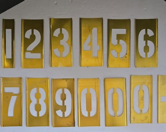 Set of 13 Vintage 5" Brass Number Stencils 3" Number Size