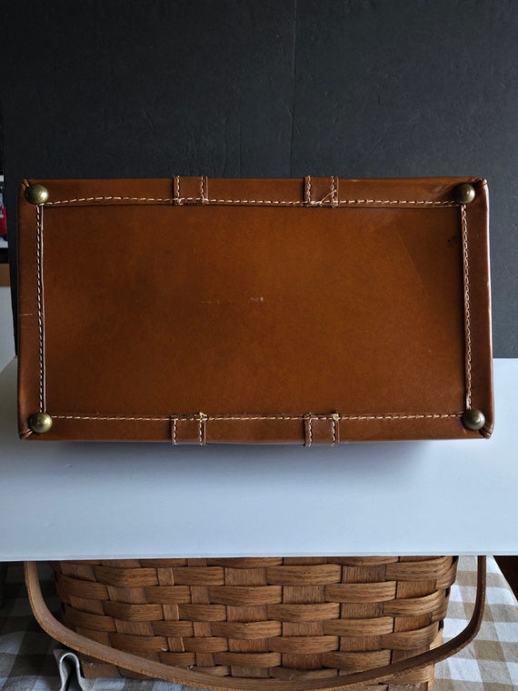 Beautiful Vintage Leather Satchel Suitcase Train … - image 5