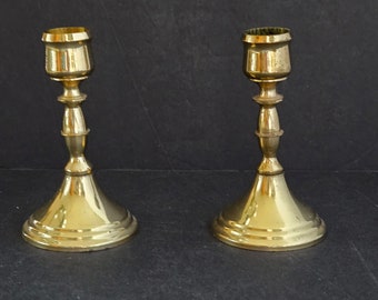 Vintage Pair of Petite Brass Candleholders