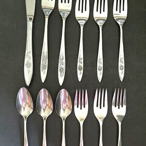 Vintage Oneida Community Stainless Steel Flatware My Rose 12 Pieces Set Completers