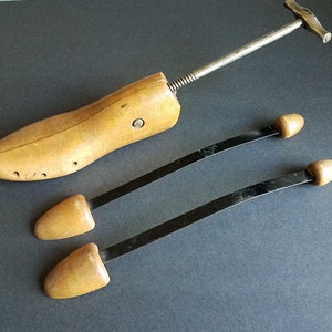 Lot of Three Vintage Wood and Metal Shoe Stretchers