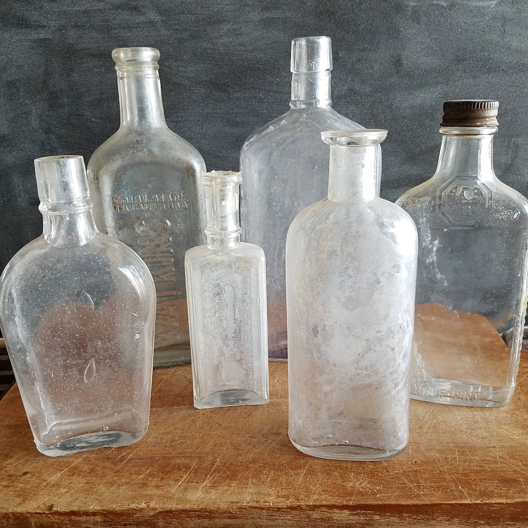 Lot of 6 Vintage and Antique Glass Bottles Instant Collection Etsy