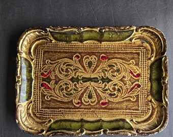 Vintage Italian Florentine Petite Rectangular Tray