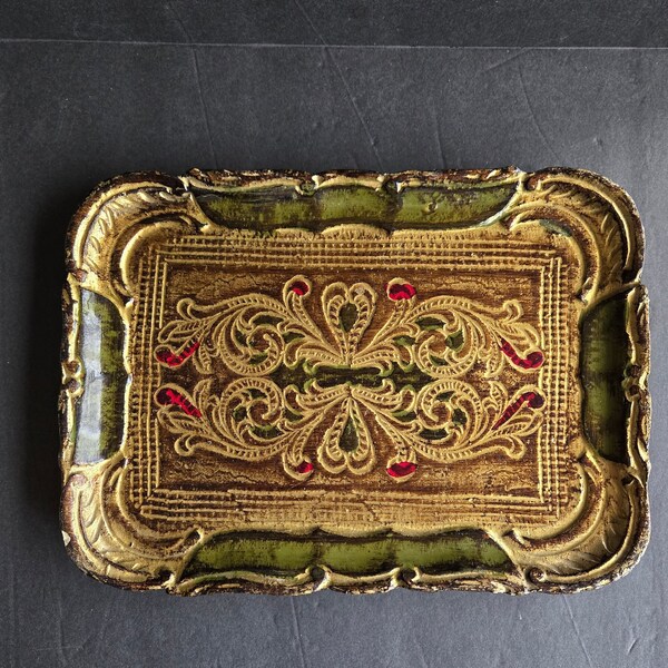 Vintage Italian Florentine Petite Rectangular Tray