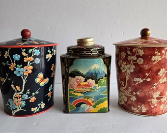 Lot of Three Vintage Tins Asian Style England